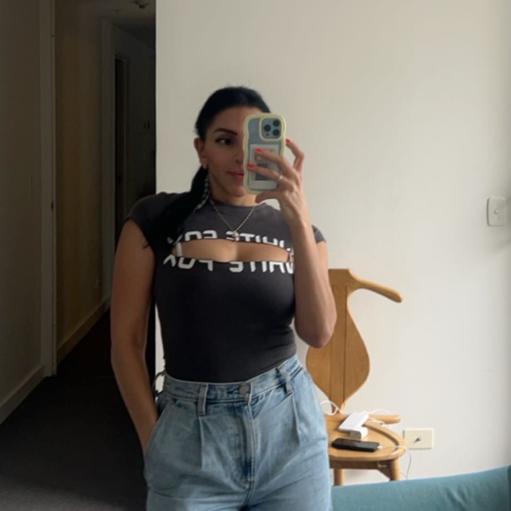White Fox Boutique charcoal Short Sleeve Tee with slit